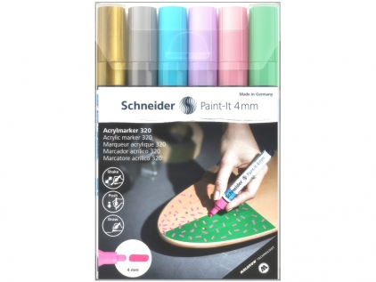  Marker cu vopsea acrilică Paint-It 320 4 mm Schneider 6 buc/set 2 