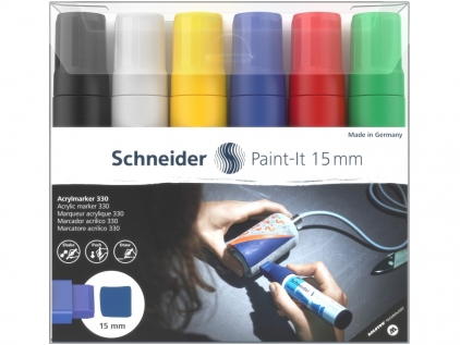 Markere Schneider, markere evidentiatoare Marker cu vopsea acrilică Paint-It 330 15 mm Schneider 6 buc/Set 1 
