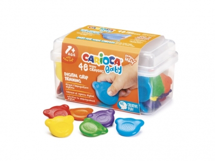 Creioane colorate si carioci Carioca Baby 1+ creioane cerate Teddy 48 buc/cutie