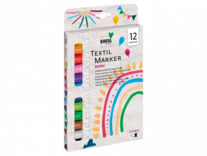 Markere cu vopsea, creta, speciale Marker textile M 2-4 mm Junior 12 buc/set Kreul
