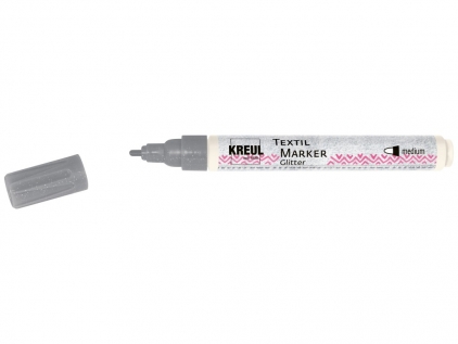 Markere cu vopsea, creta, speciale Marker textile M 2-4 mm Glitter Kreul Silver