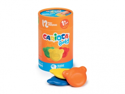 Creioane colorate si carioci CARIOCA BABY TEDDY 1+ 12 culori/tub carton