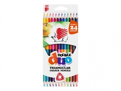Creioane colorate si carioci Creioane colorate triunghiulare 2 capete Ico Arici Duo 24 culori/set