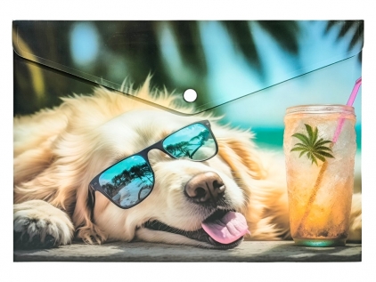  Mapă plastic A4 clapă cu buton personalizată Panta Plast Chillout Dog