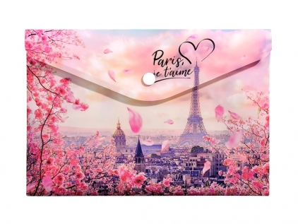 Alte rechizite de scoala Mapă plastic A5 clapă cu buton personalizată Panta Plast Take me to Paris