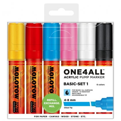 Markere cu vopsea, creta, speciale Marker acrilic One4All™ 327HS Basic-Set 1 6 buc Molotow