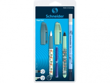 Stilouri Schneider, pixuri, rezerve Set Schneider Zippi stilou verde si roller vernil cu pic Corry si 2 rezerve cerneala (2025/2026)