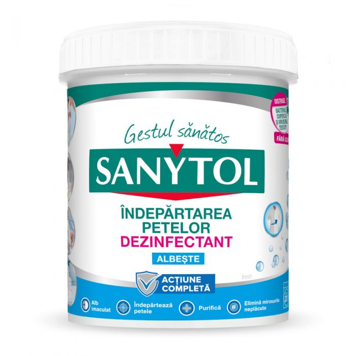 Detergenti rufe si vase Dezinfectant pudra rufe albe 450 g Sanytol