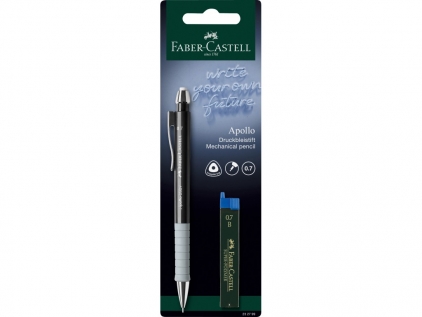 Creioane mecanice, mine creion mecanic Creion mecanic 0.7 mm rose Apollo + mine Faber-Castell 1 buc/blister