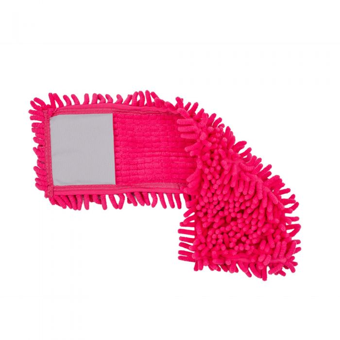 Mop plat coada telescopica metalica Chenille roz Rezerva mop plat Chenille roz