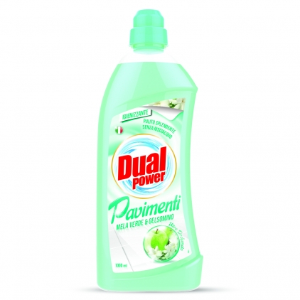 Solutii curatare geamuri, pardoseli si mobilier Detergent pardoseli  Dual Power 1000 ml mela verde