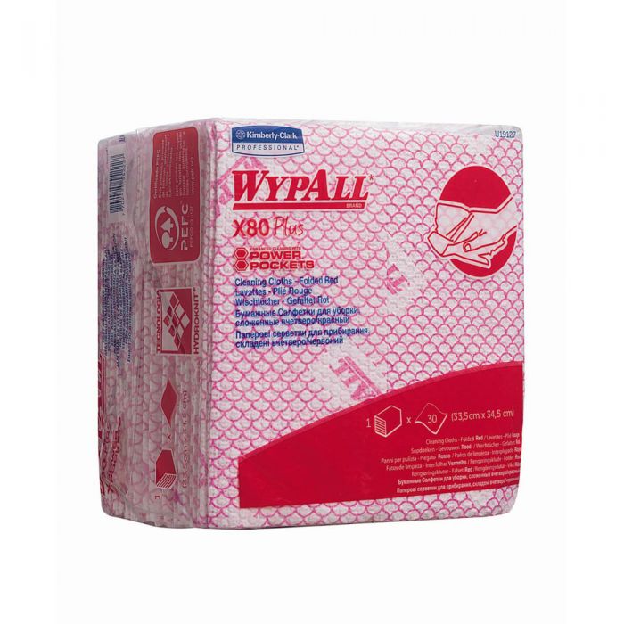 Articole menaj Laveta Food Contact WypAll X80 Plus 30 lavete/set rosu Kimberly-Clark