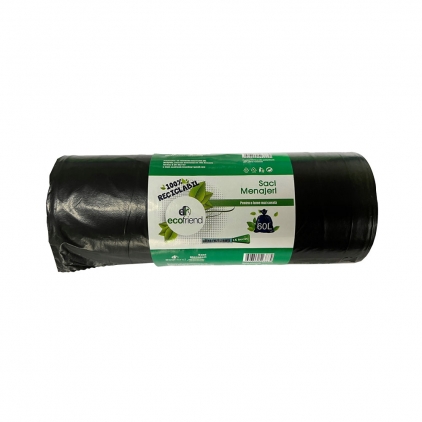 Curatenie, menaj, igiena Saci menajeri 60 litri 60 x 80 cm LDPE 24 microni 15 buc/rola negru