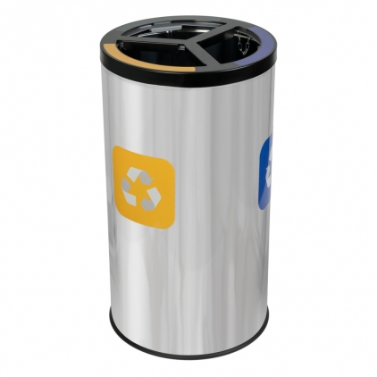 Articole menaj Cos gunoi colectare selectiva 25L x 3 compartimente inox