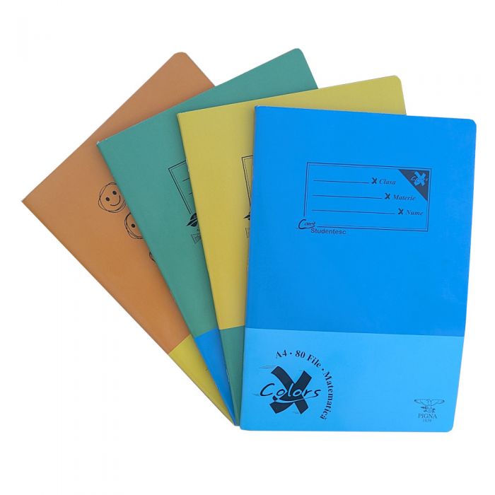 Caiet A4 matematica 80 file capsat culori asortate