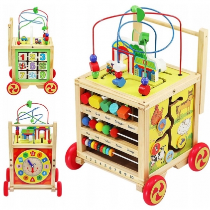 Jucarii bebelusi, centre de activitati Antepremergator din lemn, cub educativ 6 in 1 si centru activitati bebelusi, antemergator