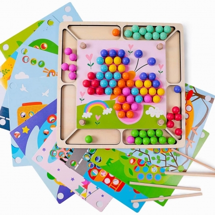 Jocuri logica, Montessori, STEM Joc Montessori de asociere si indemanare cu bile colorate