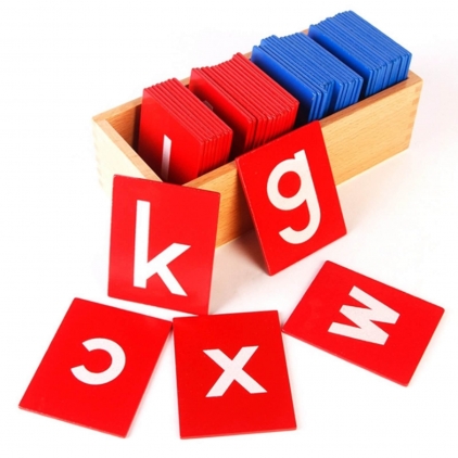 Jocuri logica, Montessori, STEM Set 50 Litere Senzoriale din Lemn, Montessori, cutie lemn