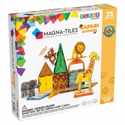 Jocuri strategie si indemanare MAGNA-TILES Safari Animals, set magnetic, 3-9 ani