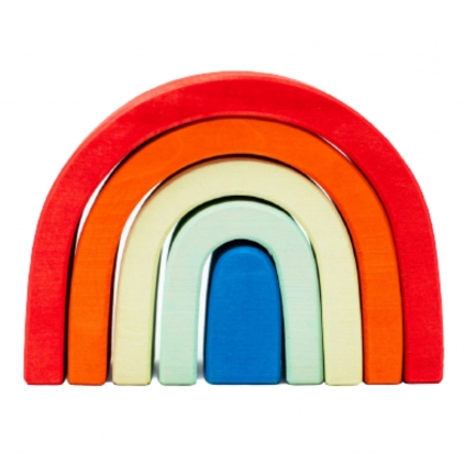 Jocuri logica, Montessori, STEM Curcubeu din lemn, Arcada Mica, Rosu, Set Handmade, varsta 3 - 6 ani, Baiat, Fata