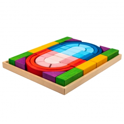 Jocuri logica, Montessori, STEM Set Handmade, Constructor din Lemn Arca Mare, varsta 3 - 6 ani, Baiat, Fata