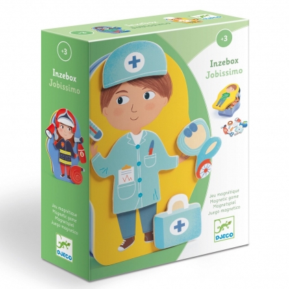 Jocuri strategie si indemanare Jobissimo, Joc magnetic cu piese din lemn si magneti, meserii, Djeco, varsta 3 - 6, 6 - 9 ani, Baiat, Fata