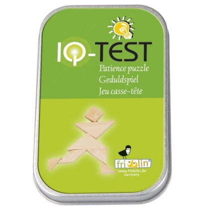 Jocuri strategie si indemanare Tangram din lemn in cutie metalica, 7 piese, Fridolin, varsta 6 - 9, 9+ ani,