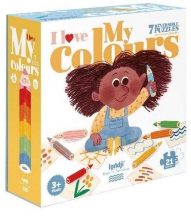 Jocuri puzzle Puzzle Invatarea culorilor, model creioane colorate, 21 piese, copii mici, varsta 3 - 6 ani, Baiat, Fata