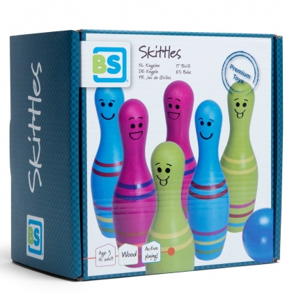 Jucarii nisip si gradina, sporturi si altele Set de bowling din lemn Skittles Jr., 3-7 ani