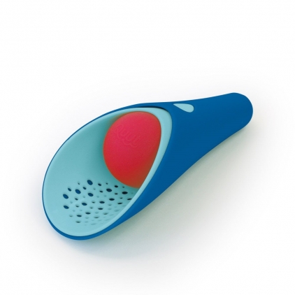 Jucarii nisip si gradina, sporturi si altele Cuppi, set lopetica cu sita si minge, albastru, Quut Toys, 2-8 ani