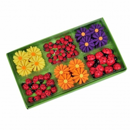 Lucru manual, craft Buburuze Rosii si Flori, Set 70 buc autocolante decorative, art  craft