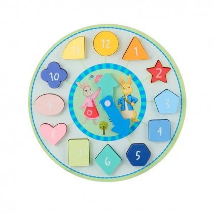 Jocuri puzzle Puzzle ceas din lemn, incastru, Peter Rabbit,  , Orange Tree Toys, varsta 1 - 3 ani, Baiat, Fata