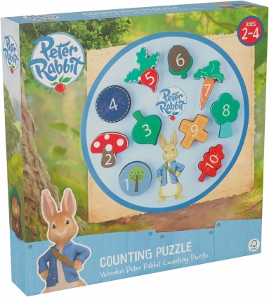 Jocuri puzzle Puzzle Lemn - Peter Rabbit,   cu Numere, Culori, Forme, Orange Tree Toys, varsta 1 - 3 ani, Baiat, Fata
