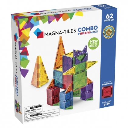 Seturi de construit MAGNA-TILES Combo + microMAGS, 62 piese, 3-9 ani