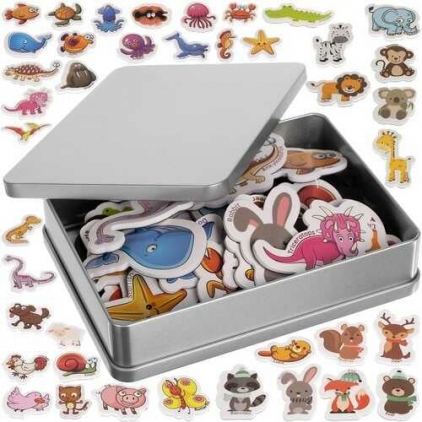 Luna cadourilor Magneti pentru Frigider, Animale, 40 piese, Set Magnetic in Cutie Metalica