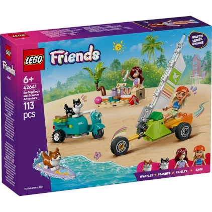 Disney Pixar Cars - masina cu telecomanda Lightning McQueen scara 1:24 Jada, varsta peste 4 ani LEGO Friends - Aventuri cu catei la surfing si pe scuter cod Lego 42641, varsta peste 6 ani