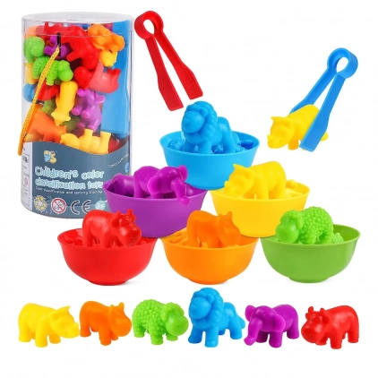 Jocuri strategie si indemanare Joc sortare culori, clasificare si numarat Animale Jungla 36 piese