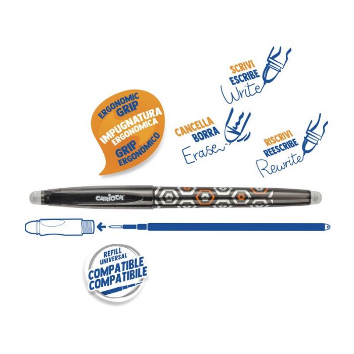 Rechizite scolare Roller cu stergere 0.7 mm Carioca Oops Pop negru