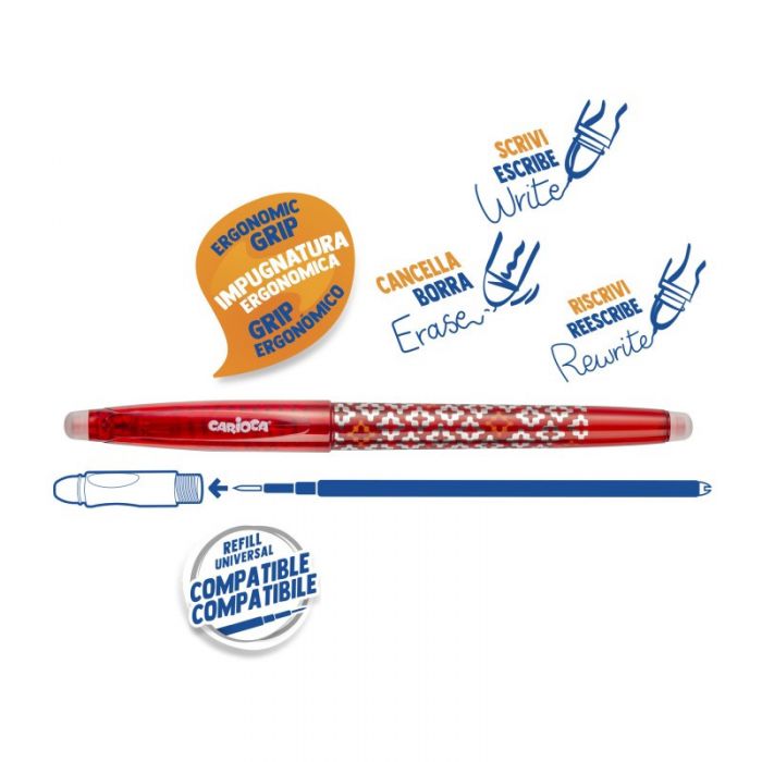 Rechizite scolare Roller cu stergere 0.7 mm Carioca Oops Pop rosu