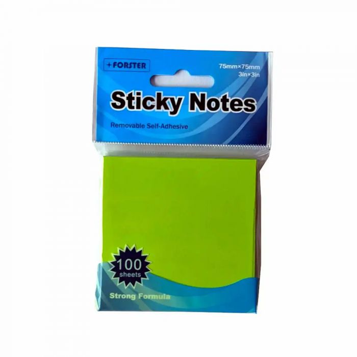 Post-it, note adezive, cuburi de hartie Notite adezive 75 x 75 mm 100 file briliant Forster verde