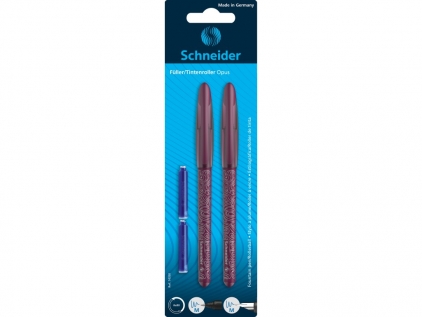 Stilouri Schneider, pixuri, rezerve Set stilou si roller Schneider Opus bordo cu 2 rezerve cerneala